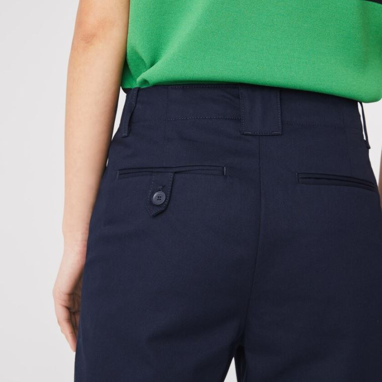 Lacoste High-Waisted Flared Pamut Pants Sötétkék Kék | HP6N7qTV