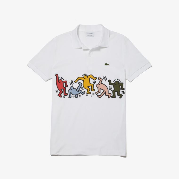 Lacoste Keith Haring Print Piqué Polo Fehér Fehér | pKGhdQOC