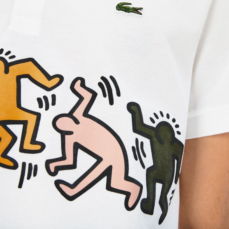 Lacoste Keith Haring Print Piqué Polo Fehér Fehér | pKGhdQOC