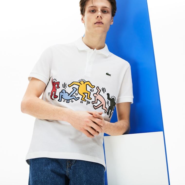 Lacoste Keith Haring Print Piqué Polo Fehér Fehér | pKGhdQOC