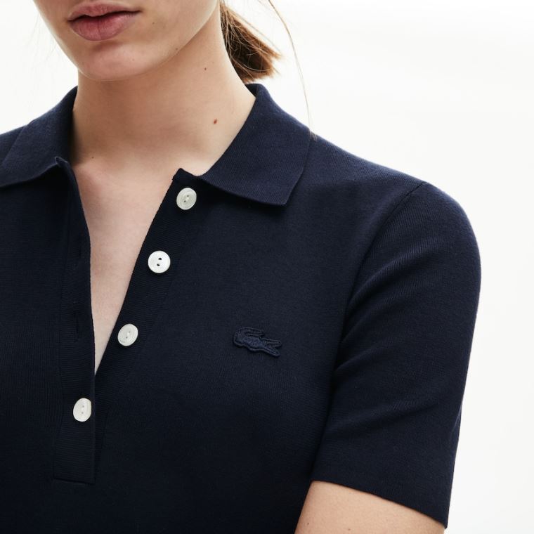 Lacoste Knit Polo Ruha Sötétkék Kék | BbPFNNJJ