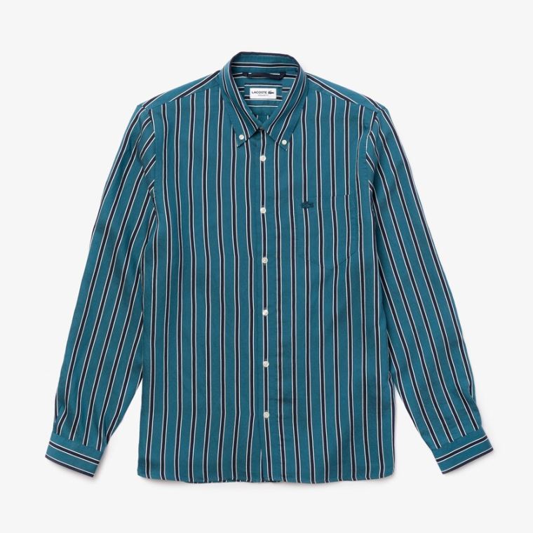 Lacoste Könnyű Striped Shirt Sötétkék Kék Fehér | isowGlQA