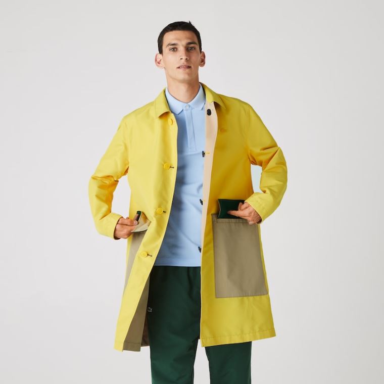 Lacoste Könnyű Vizi-Resistant Reversible Twill Coat Bézs Sárga | 73N7ColZ