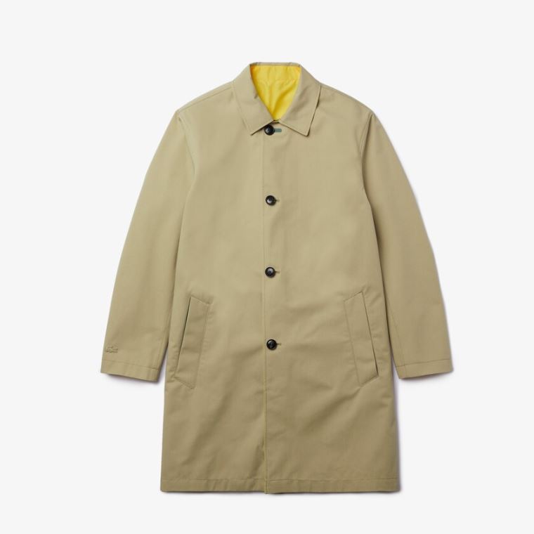 Lacoste Könnyű Vizi-Resistant Reversible Twill Coat Bézs Sárga | 73N7ColZ