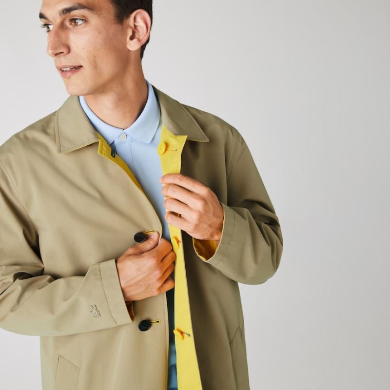 Lacoste Könnyű Vizi-Resistant Reversible Twill Coat Bézs Sárga | 73N7ColZ