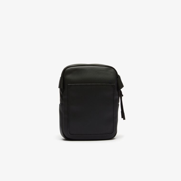 Lacoste LCST Coated Vászon Small Lapos Crossbody Bag Fekete | uzOQcaoB