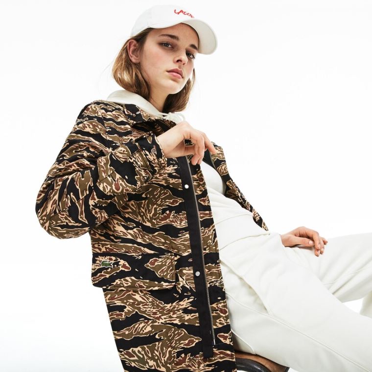 Lacoste LIVE Camouflage Parka Fekete Fehér | sCBwP36S