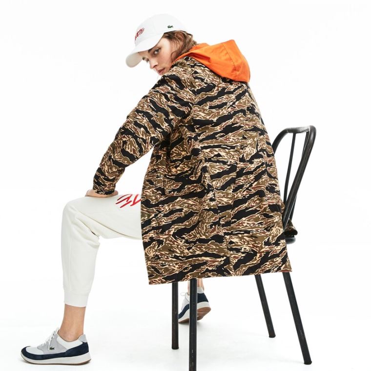 Lacoste LIVE Camouflage Parka Fekete Fehér | sCBwP36S