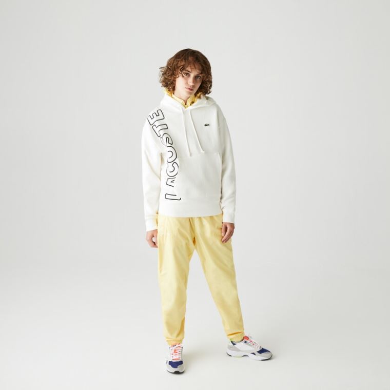 Lacoste LIVE Csuklyás Embroidered Pamut Blend Sweatshirt Fehér Fekete | 0oIL17HN