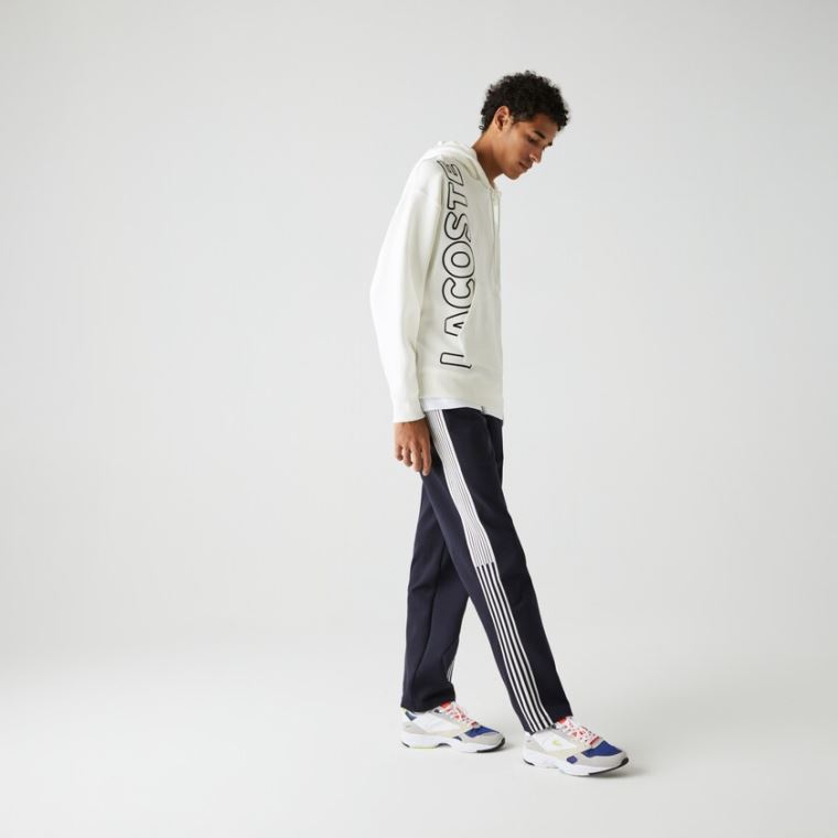 Lacoste LIVE Csuklyás Embroidered Pamut Blend Sweatshirt Fehér Fekete | 0oIL17HN