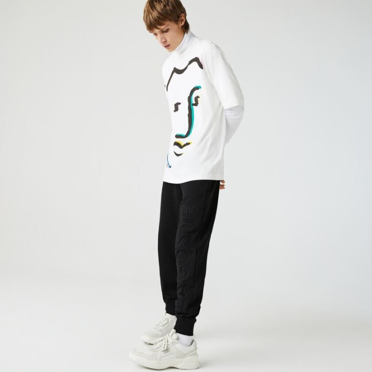 Lacoste LIVE Embroidered Pamut Blend Tracksuit Pants Fekete | Jlb8VbLP