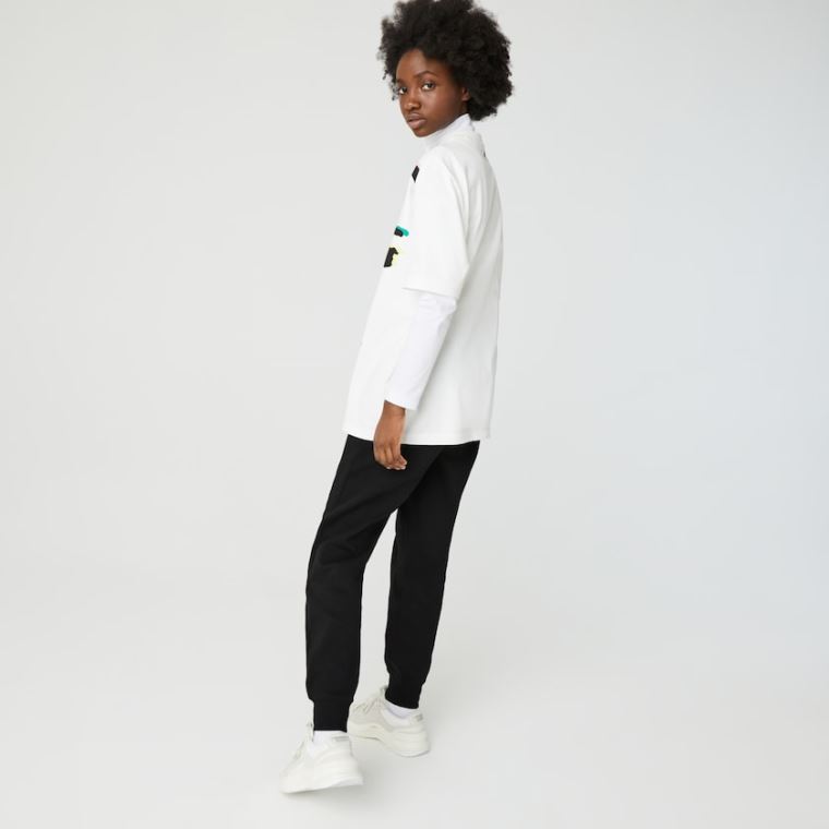 Lacoste LIVE Embroidered Pamut Blend Tracksuit Pants Fekete | Jlb8VbLP