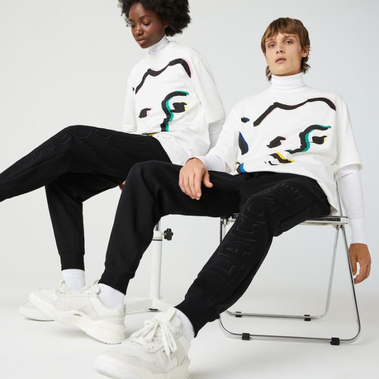 Lacoste LIVE Embroidered Pamut Blend Tracksuit Pants Fekete | Jlb8VbLP