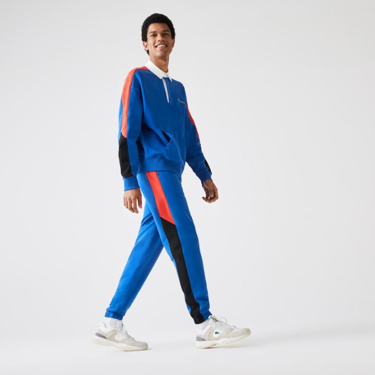 Lacoste LIVE Embroidered Two-Tone Pálya Pants Kék Fehér | WxanezQV