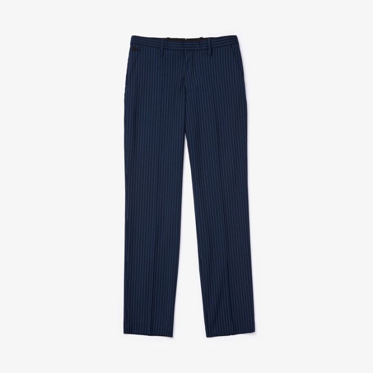 Lacoste LIVE Fine Pinstriped Wool Suit Pants Kék Fehér | cEVh0uCY