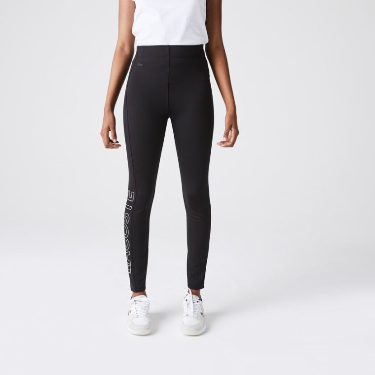 Lacoste LIVE Logo Printed Leggings Fekete Fehér | Pa2SjwDd