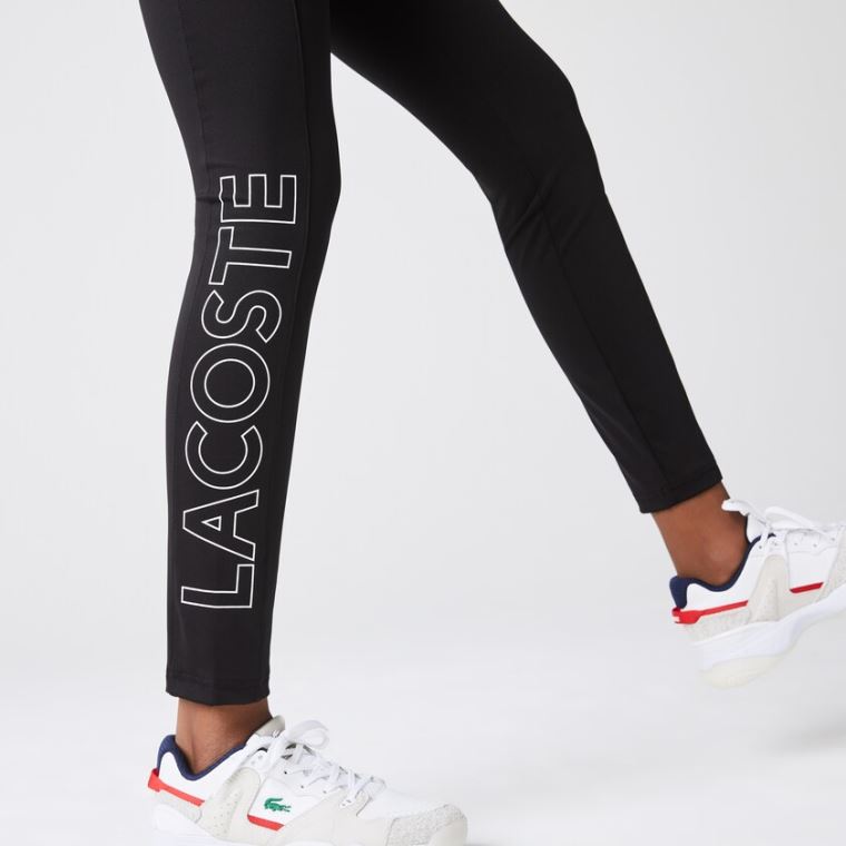 Lacoste LIVE Logo Printed Leggings Fekete Fehér | Pa2SjwDd