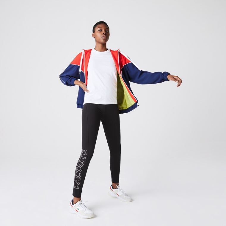 Lacoste LIVE Logo Printed Leggings Fekete Fehér | Pa2SjwDd