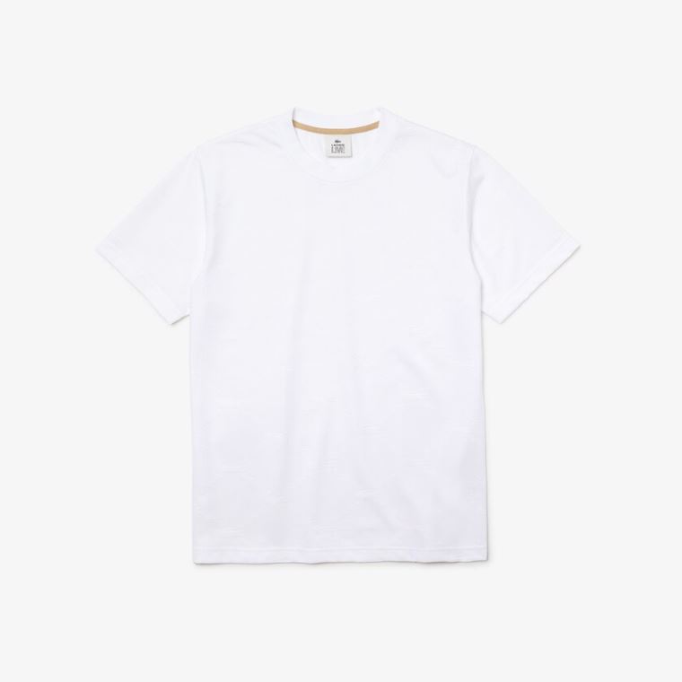 Lacoste LIVE Monogram Printed T-shirt Fehér | BaDts0X2