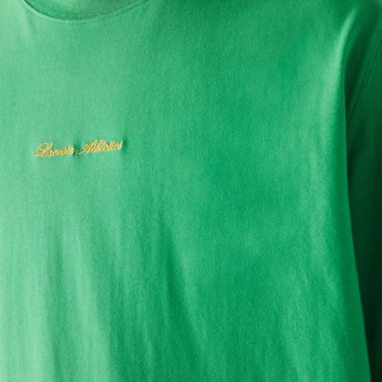 Lacoste LIVE Relaxed Fit Embroidered Pamut T-shirt Zöld | DuoODSMG