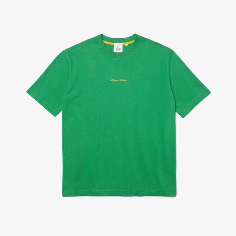 Lacoste LIVE Relaxed Fit Embroidered Pamut T-shirt Zöld | qByh5lOa