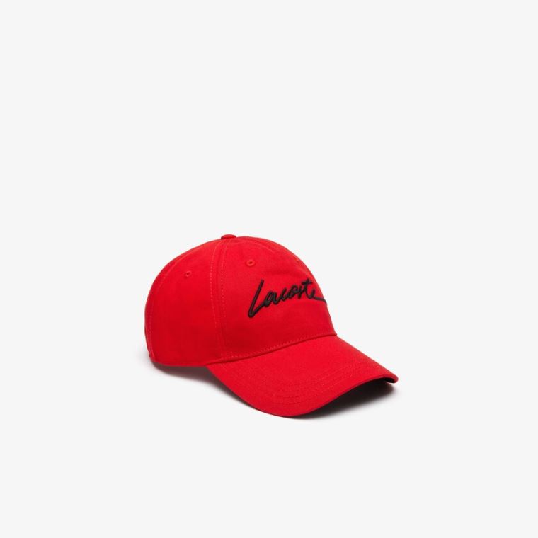 Lacoste LIVE Signature Pamut Cap Piros Fekete | 5jaxFWdy