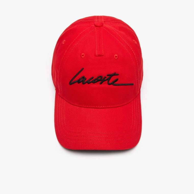 Lacoste LIVE Signature Pamut Cap Piros Fekete | 5jaxFWdy