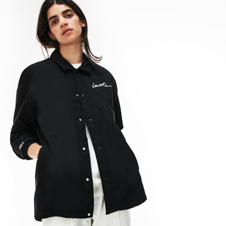 Lacoste LIVE Signature Taffeta Jacket Fekete | awhwkIYM