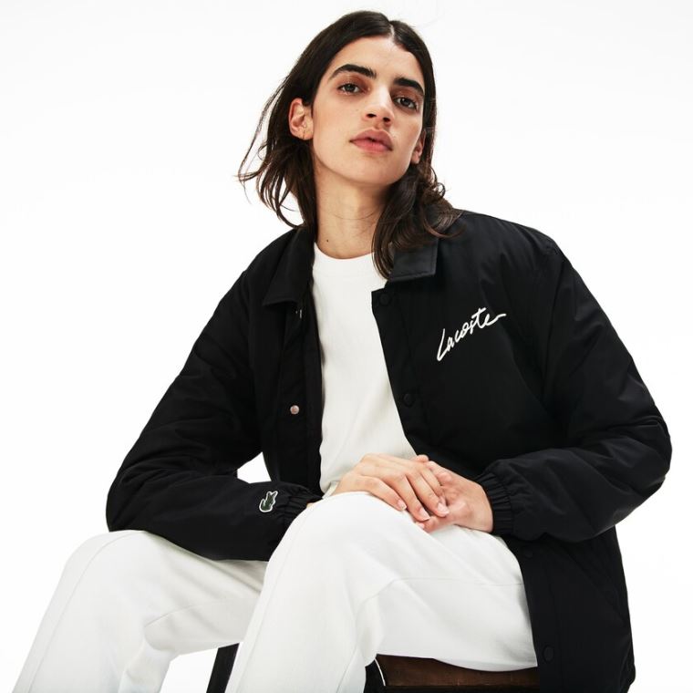 Lacoste LIVE Signature Taffeta Jacket Fekete | awhwkIYM