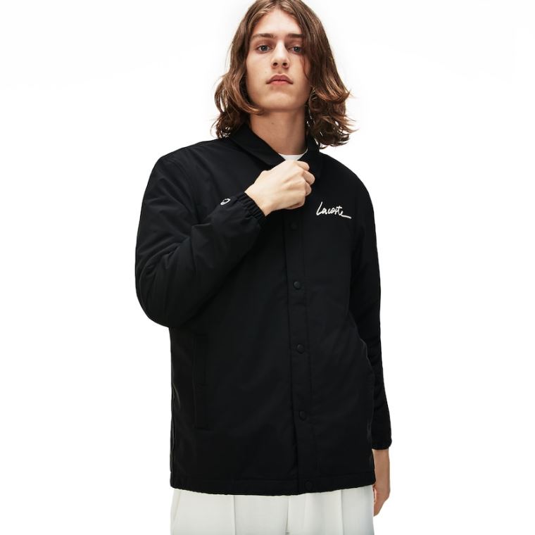 Lacoste LIVE Signature Taffeta Jacket Fekete | awhwkIYM