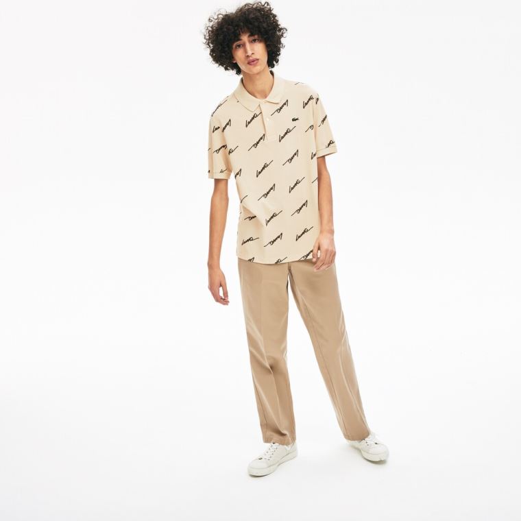 Lacoste LIVE Standard Fit Print Pamut Piqué Polo Shirt Szürke | B20wuYKT