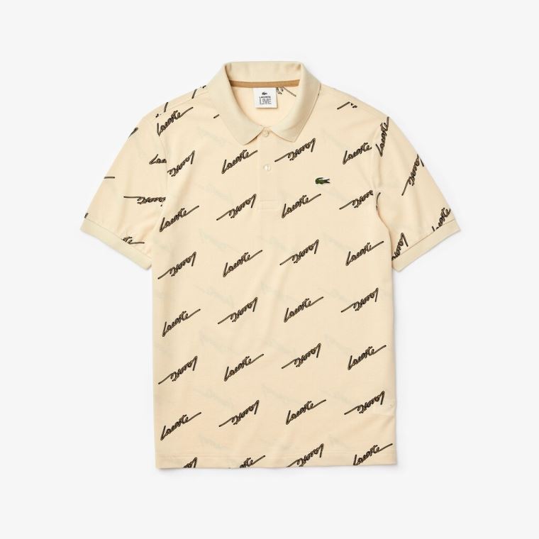 Lacoste LIVE Standard Fit Print Pamut Piqué Polo Shirt Szürke | B20wuYKT