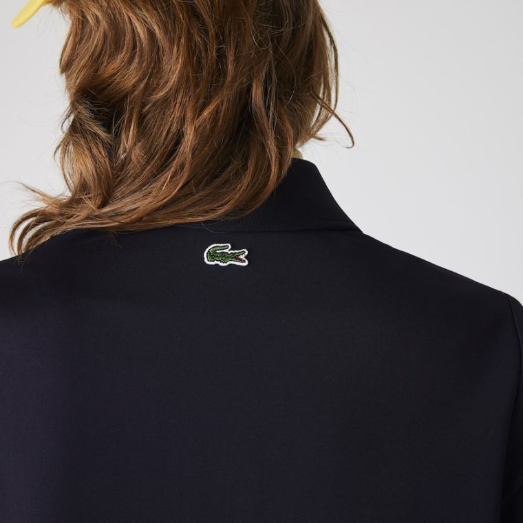 Lacoste LIVE Straight Cut Badge Flowing Polo Ruha Sötétkék Kék | Ngi9UkWb