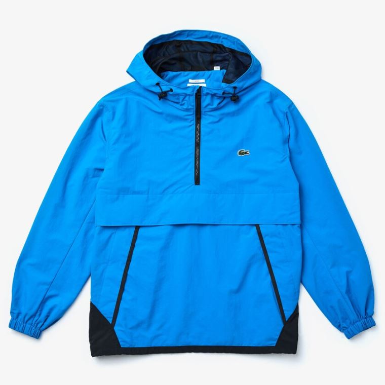 Lacoste LIVE Vizi- Resistant Pullover Windbreaker Kék Fekete | QgwUycph