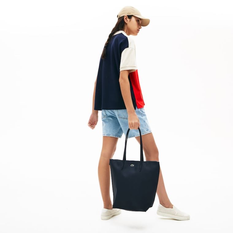 Lacoste L.12.12 Concept Vertical Zip Tote Bag Sötétkék Kék | oma6sno6