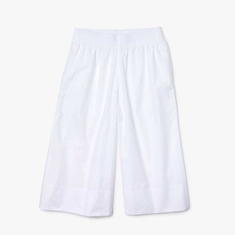 Lacoste Light Pamut Poplin Culottes Fehér | Z8mbm2Vb