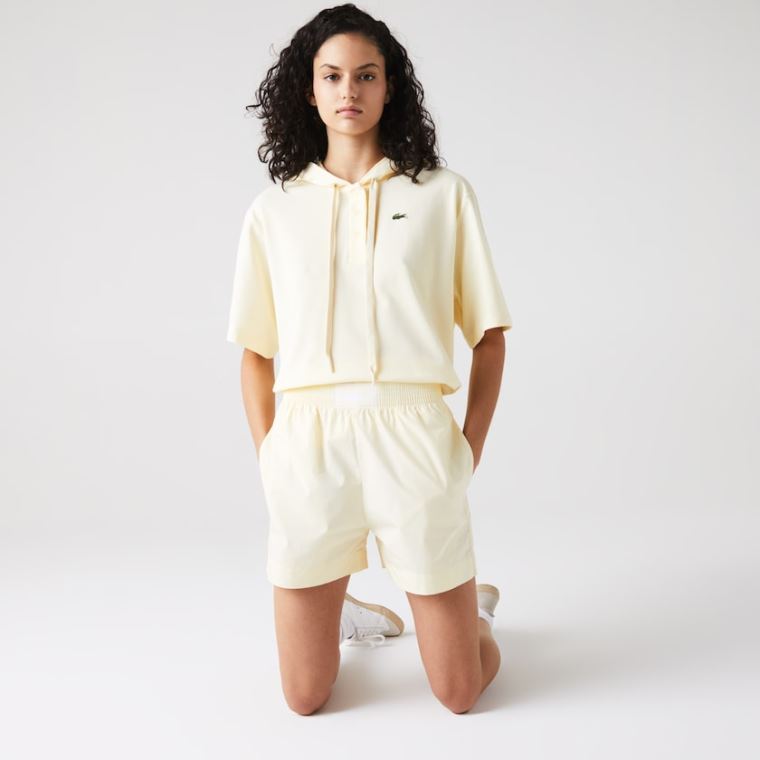 Lacoste Light Pamut Poplin Shorts Sárga | 32DCYjuD