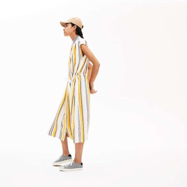 Lacoste Long Striped Shirtdress Fehér Sötétkék Kék Sárga Világos Barna | xMbtsCiT