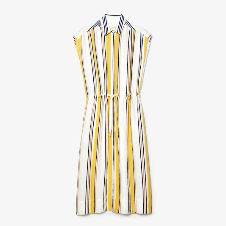 Lacoste Long Striped Shirtdress Fehér Sötétkék Kék Sárga Világos Barna | xMbtsCiT