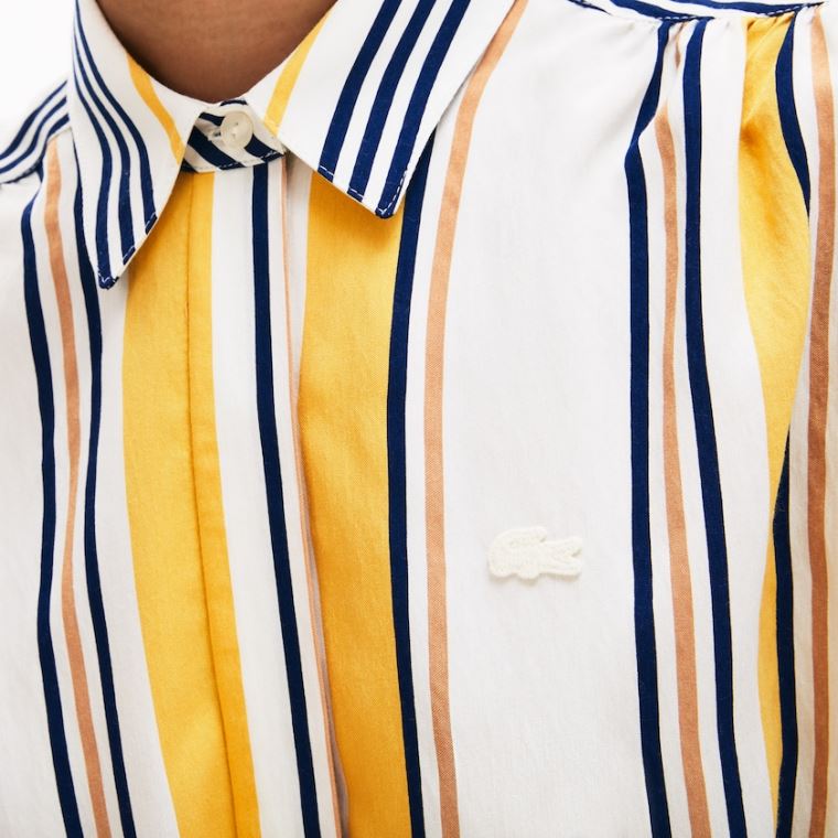 Lacoste Long Striped Shirtdress Fehér Sötétkék Kék Sárga Világos Barna | xMbtsCiT