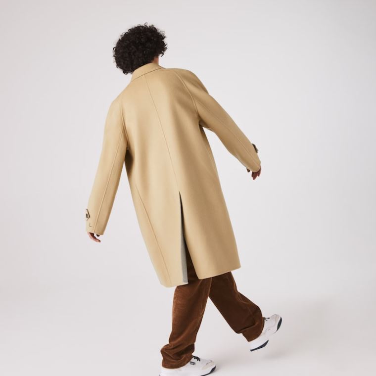 Lacoste Long Wool Blend Straight Cut Coat Bézs Szürke | yhU0xYVU