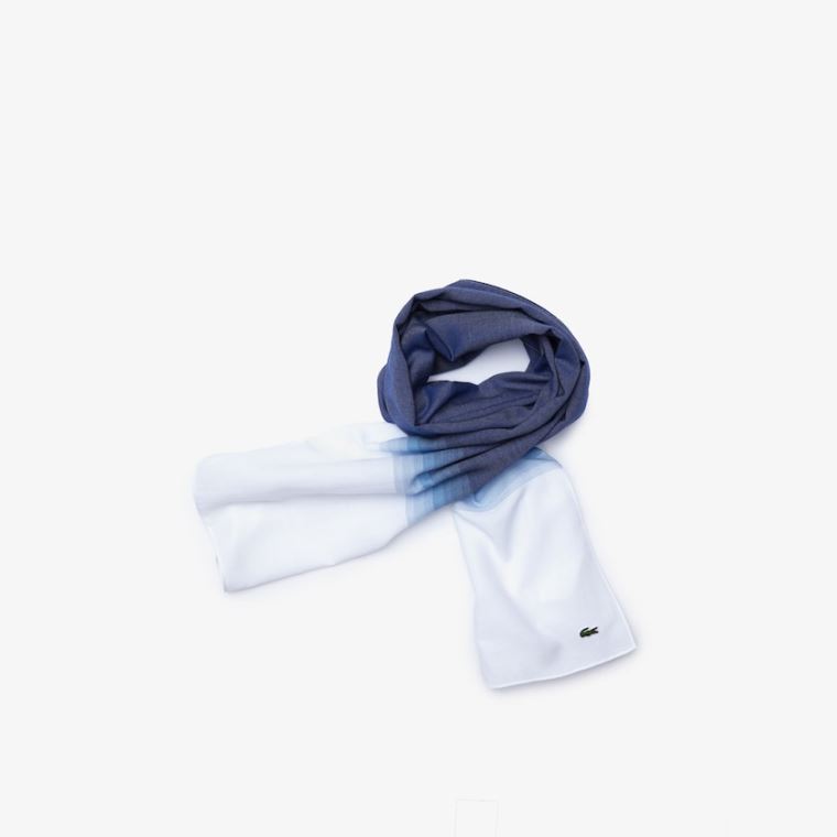 Lacoste Made In France Gradated Print Organic Pamut Scarf Fehér Sötétkék Kék | wevZpoAY