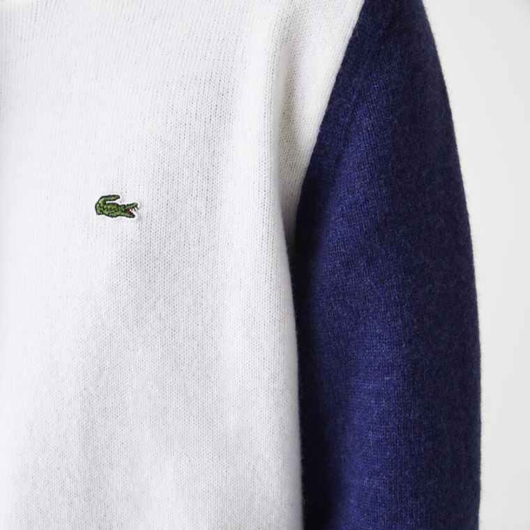 Lacoste Made In France Tricolour Wool Pulóver Ruha Fehér Kék Piros | Sq0XvLPu