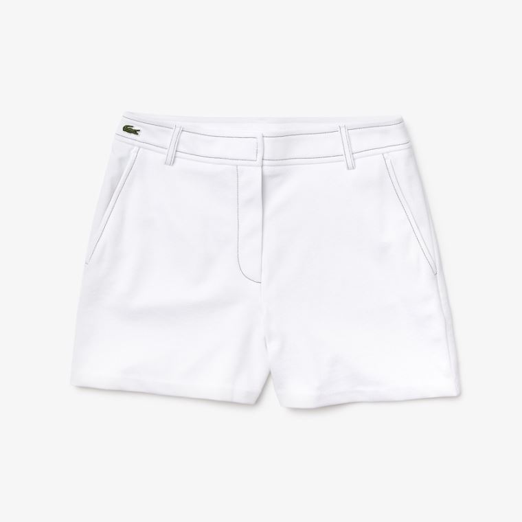 Lacoste Made in France Contrast Stitching Shorts Fehér Sötétkék Kék | 2sbDPRLt