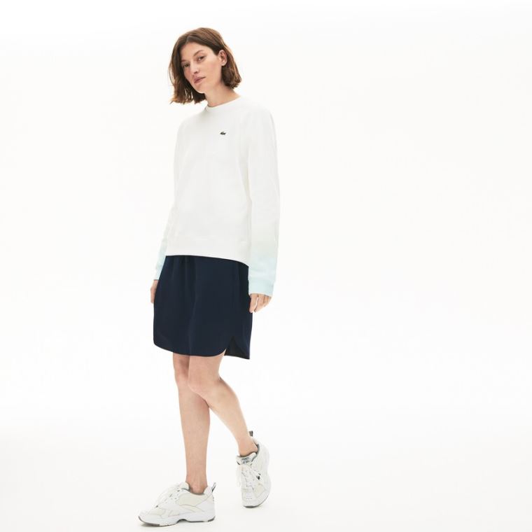 Lacoste Made in France Crew Neck Organic Pamut Sweatshirt Türkiz Világos Zöld Fehér | LSb85MQ8