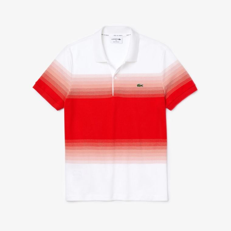 Lacoste Made in France Pamut Piqué Regular Fit Polo Shirt Fehér Piros | 86UzTsQx