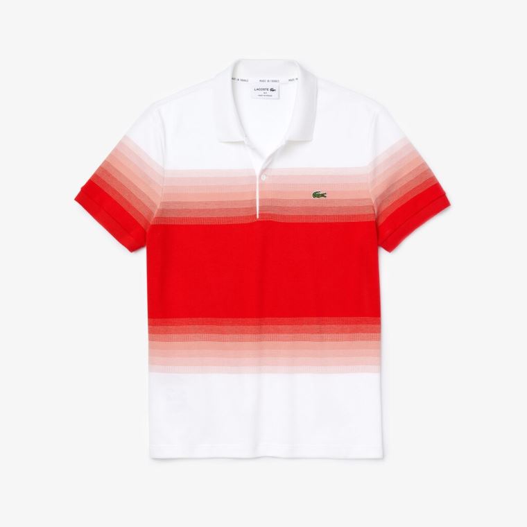 Lacoste Made in France Pamut Piqué Regular Fit Polo Shirt Fehér Piros | LhYLV5FC