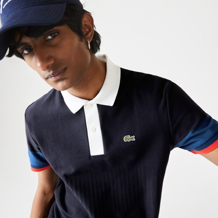 Lacoste Made in France Regular Fit Organic Pamut Polo Shirt Sötétkék Kék Kék Fehér Piros | AhkZgVdJ