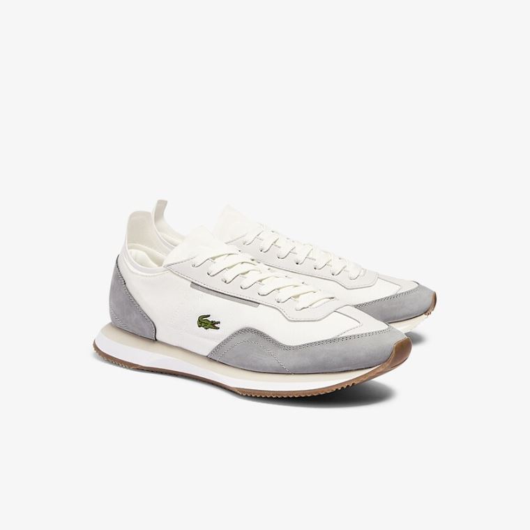 Lacoste Match Break Textil Sneakers Fehér Szürke | 7ZCmvuBw