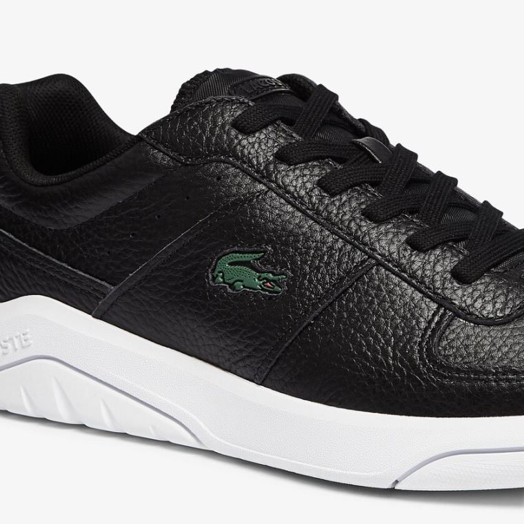 Lacoste Men’s Game Advance Tumbled Bőr Sneakers Fekete Fehér | zaLCQVDi